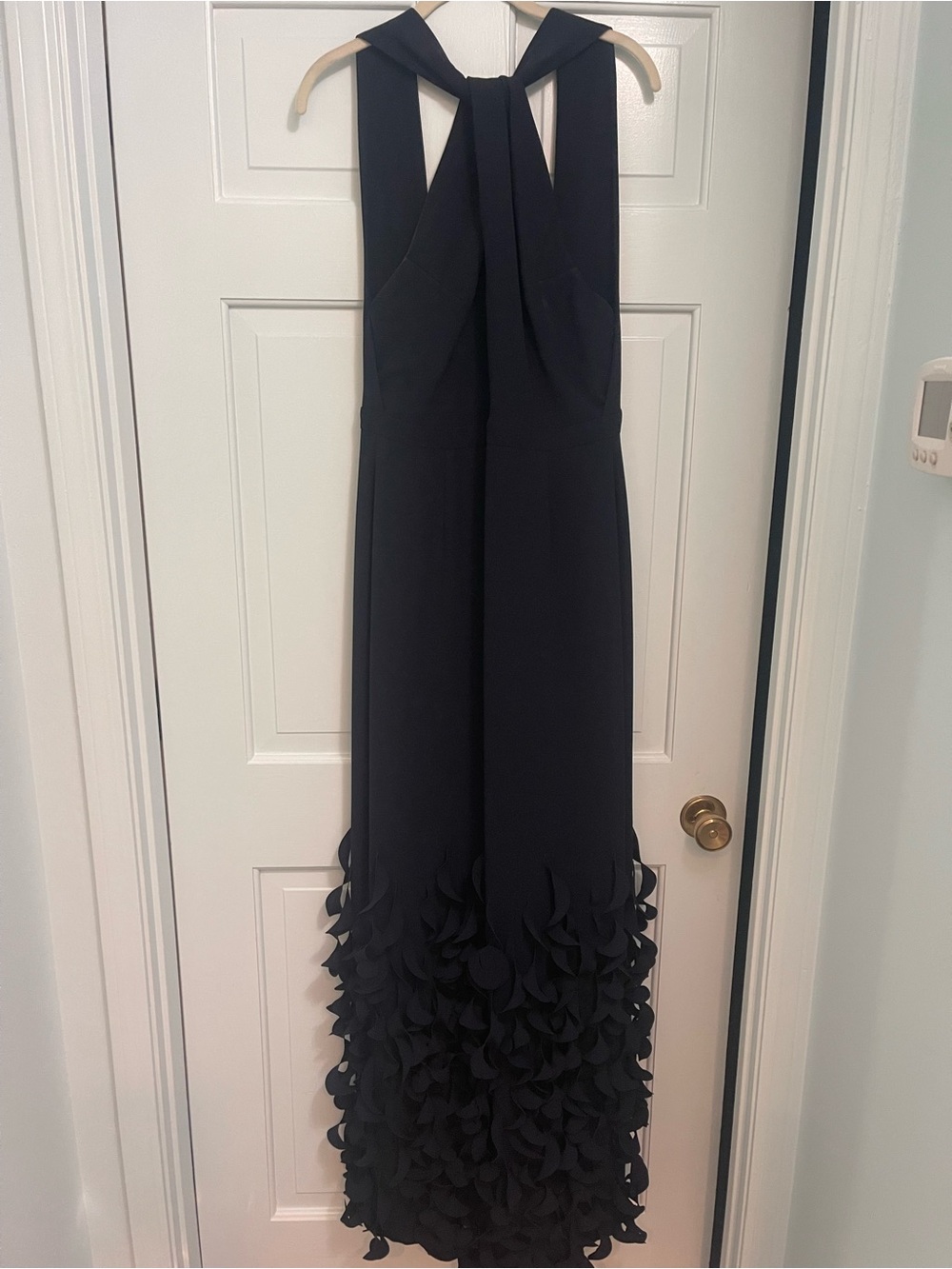 Elegant Navy Catherine Regehr Halter swirl gown